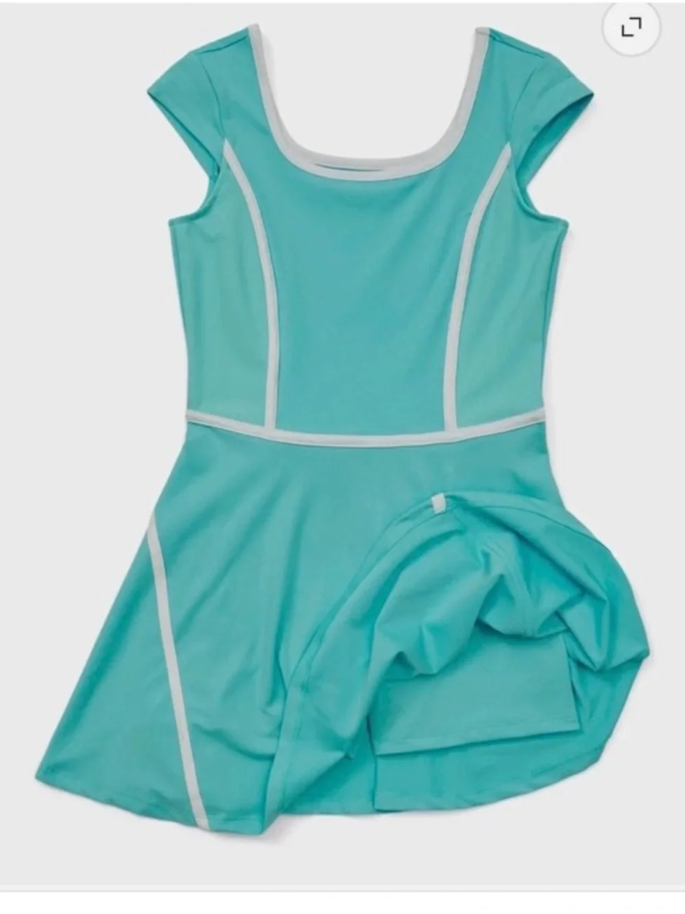 Justice Aqua Fit-and-Flare Dress with White Trim Built in Shorts
